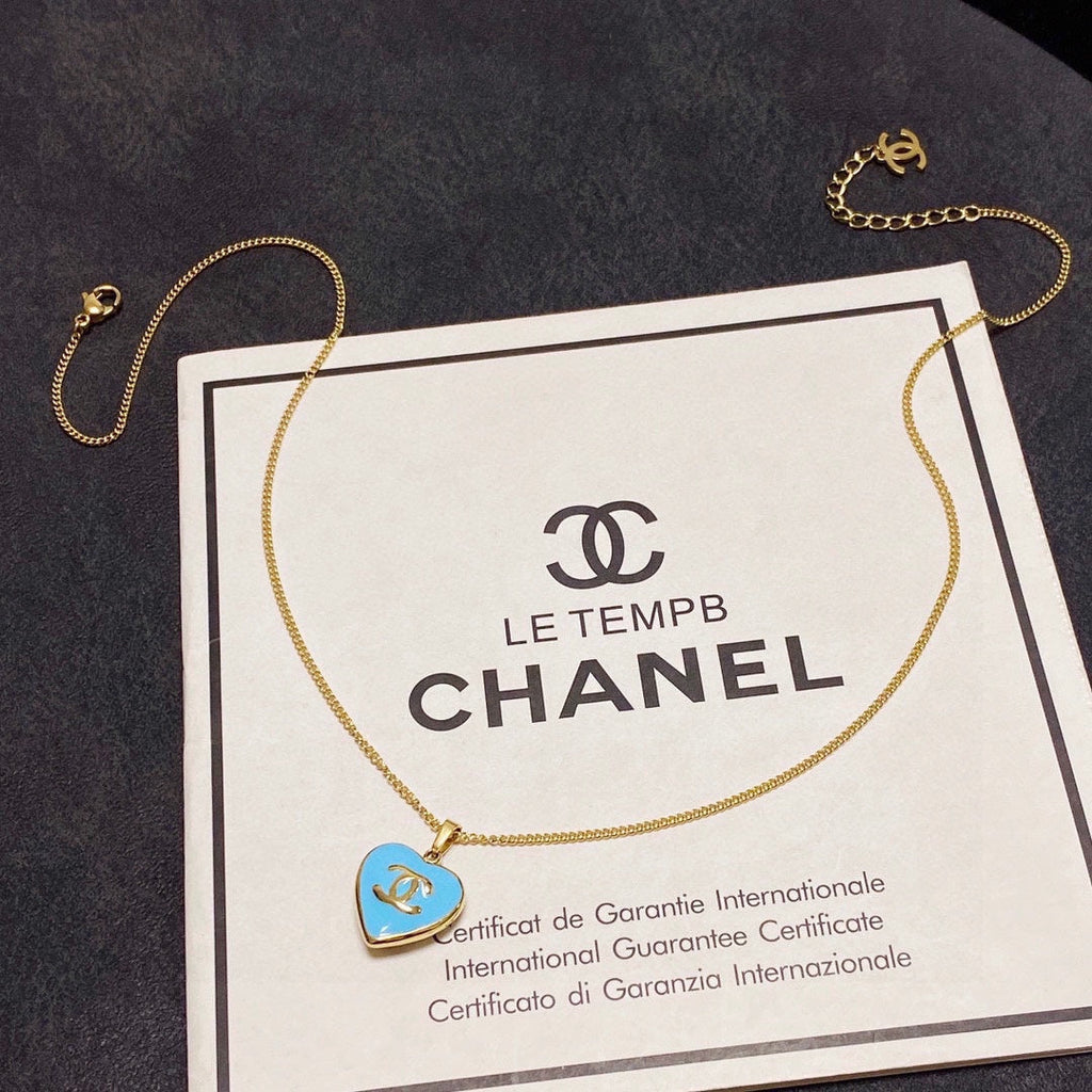 Chanel Blue Heart Necklace