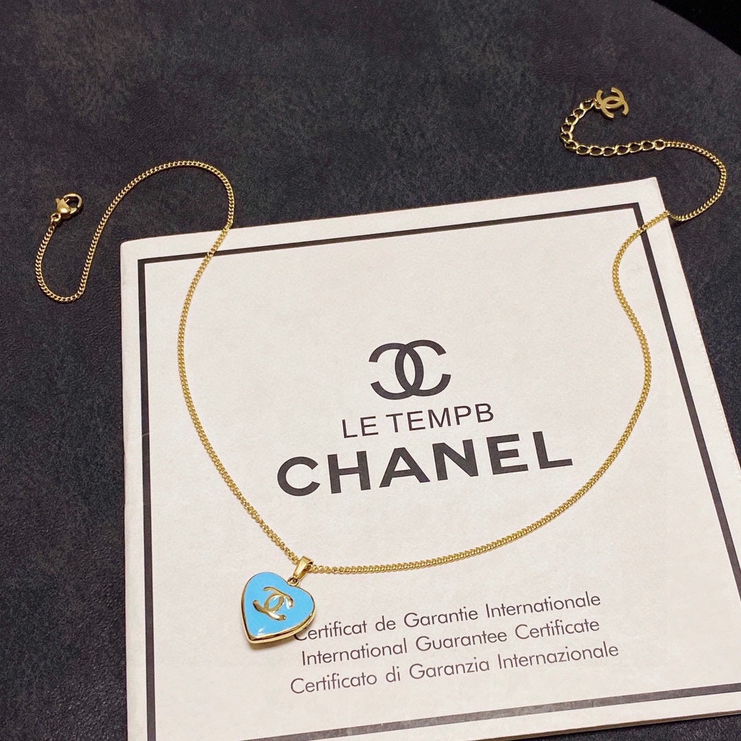 Chanel Blue Heart Necklace