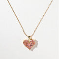 Celine Triomphe Pink Heart Crystal Necklace