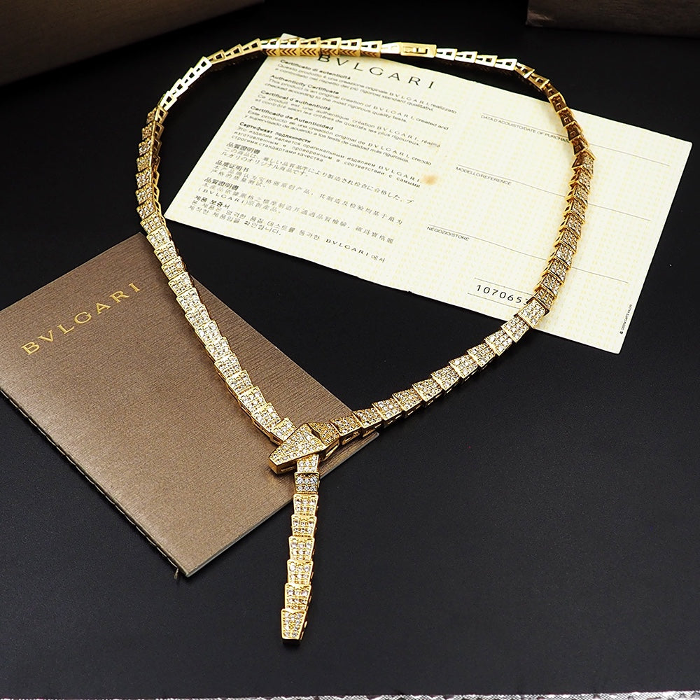 Bvlgari Serpenti Viper Full Pave Diamond Necklace - 18K Gold