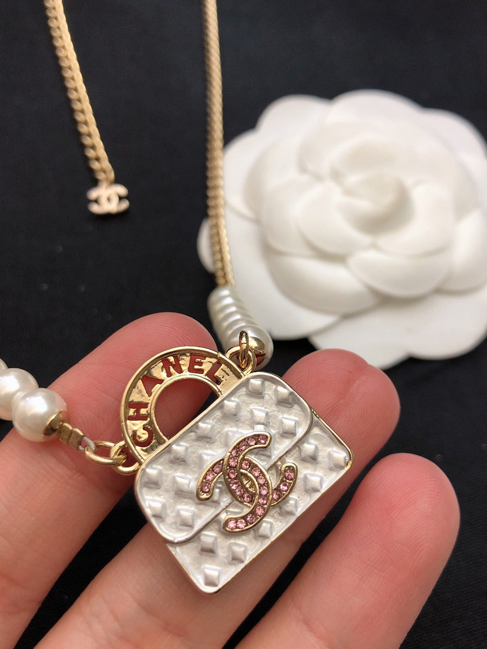 Chanel Pearls Bag Pendant Necklace