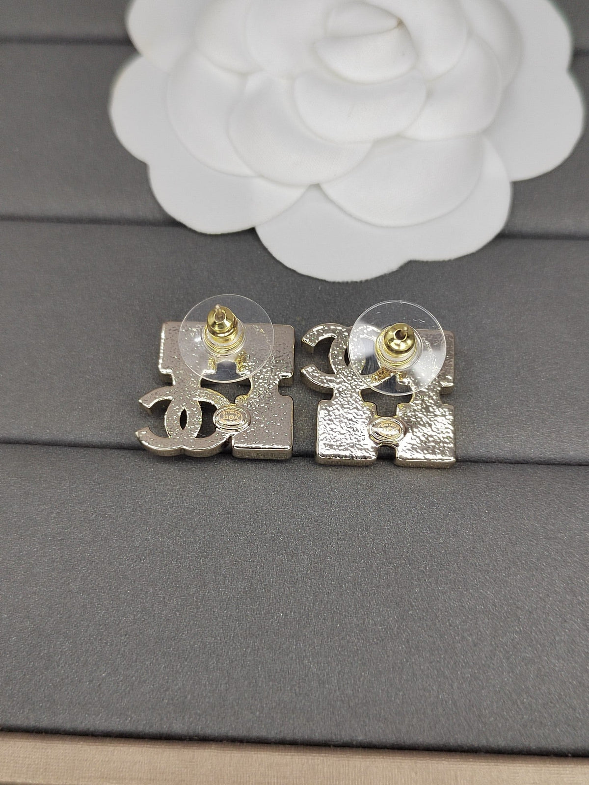 Chanel Black Crystal Earrings - 18K Yellow Gold