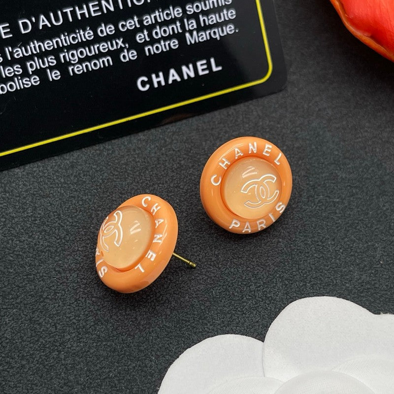 Chanel Orange Round Earrings - 18K Yellow Gold
