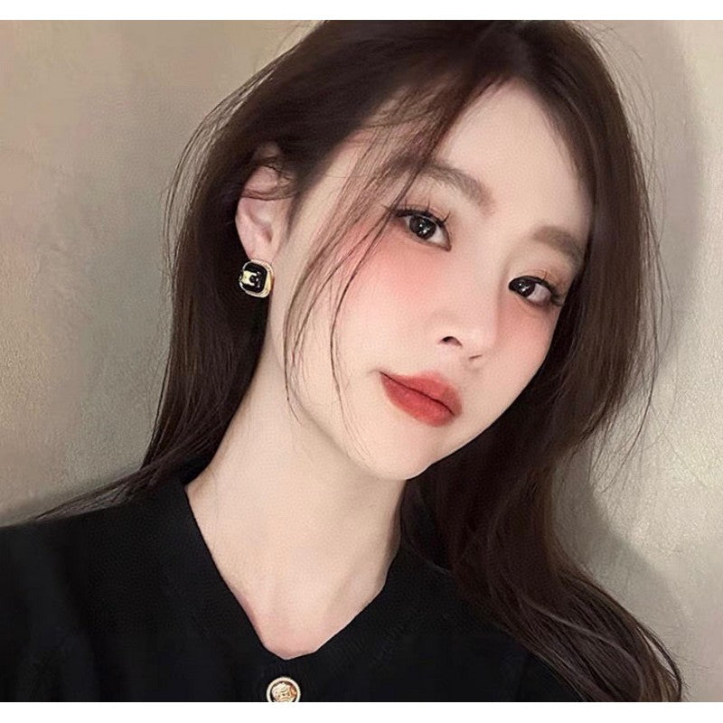 Celine Color Square Earrings - 18K Yellow Gold