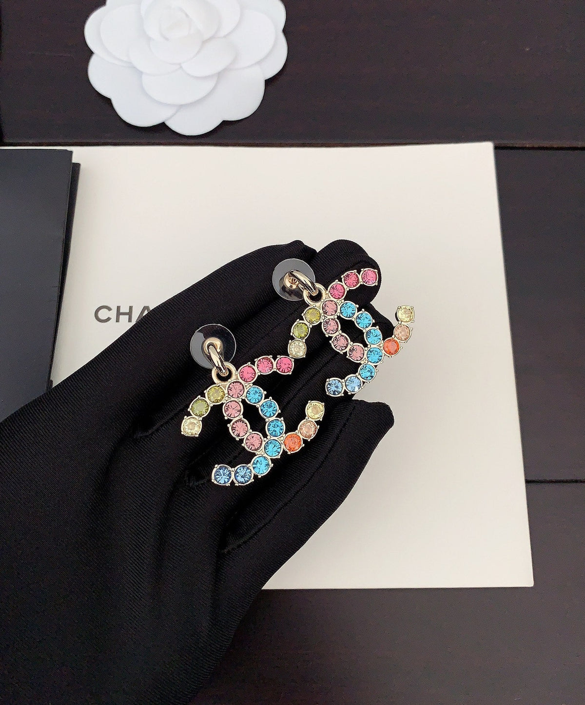 Chanel Color Crystal Earrings - 18K Yellow Gold