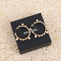 Chanel Pearl Crystal Earrings - 18K Yellow Gold
