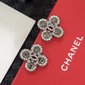 Chanel Flower Crystal Earrings - 18K White Gold