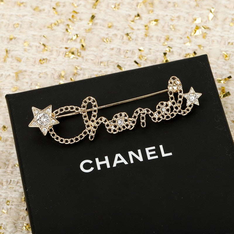 Chanel Leather Gold Brooch