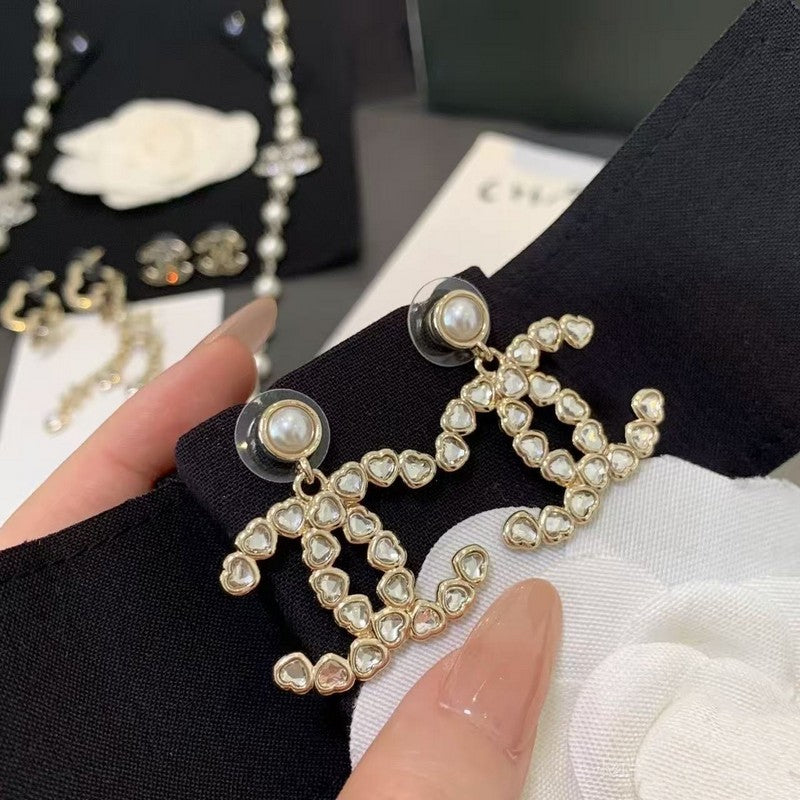 Chanel Pearl & Crystal Earrings - 18K Yellow Gold