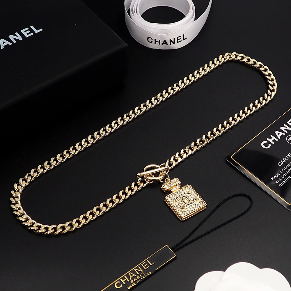 Chanel Diamond Perfume Bottle Pendant Necklace