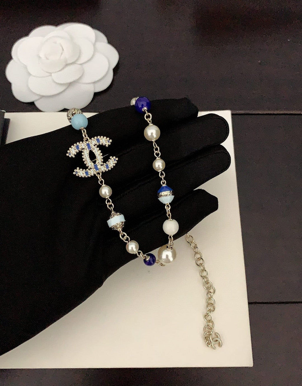 Chanel Blue & White Pearl Necklace