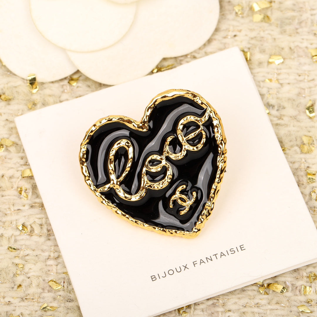 Chanel Black Heart Brooch