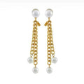Celine Triomphe Pearls Long Earrings - 18K Yellow Gold