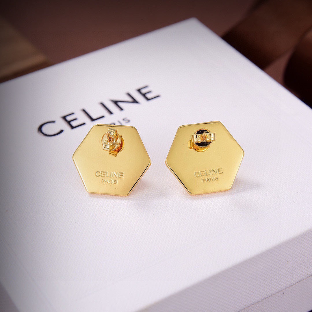 Celine Triomphe Pearl Earrings - 18K Yellow Gold