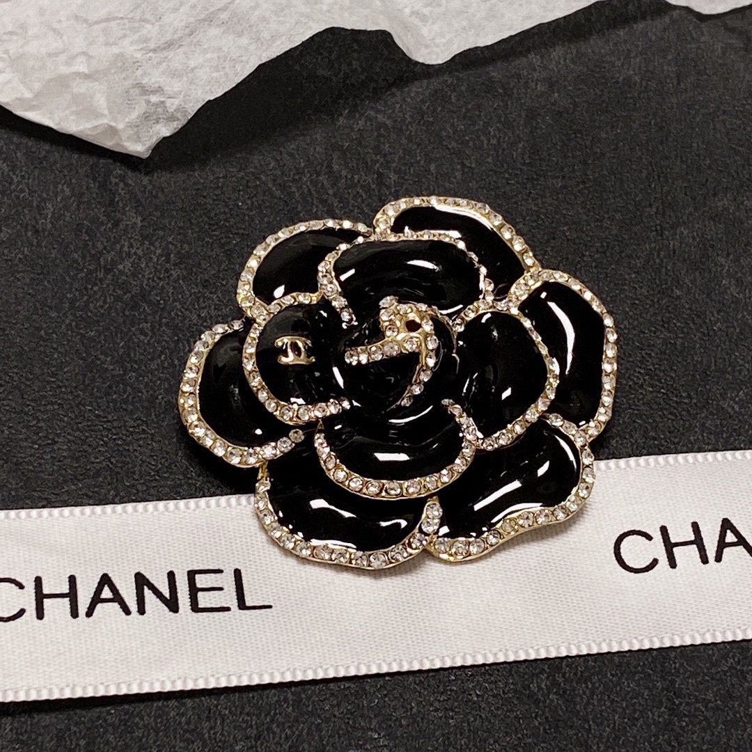Chanel Black Flower Brooch