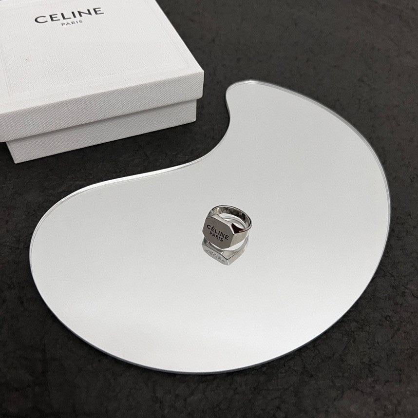 Celine Triomphe Vintage Ring - 18K White Gold