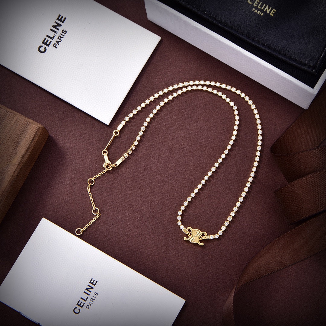Celine Triomphe Crystal Necklace