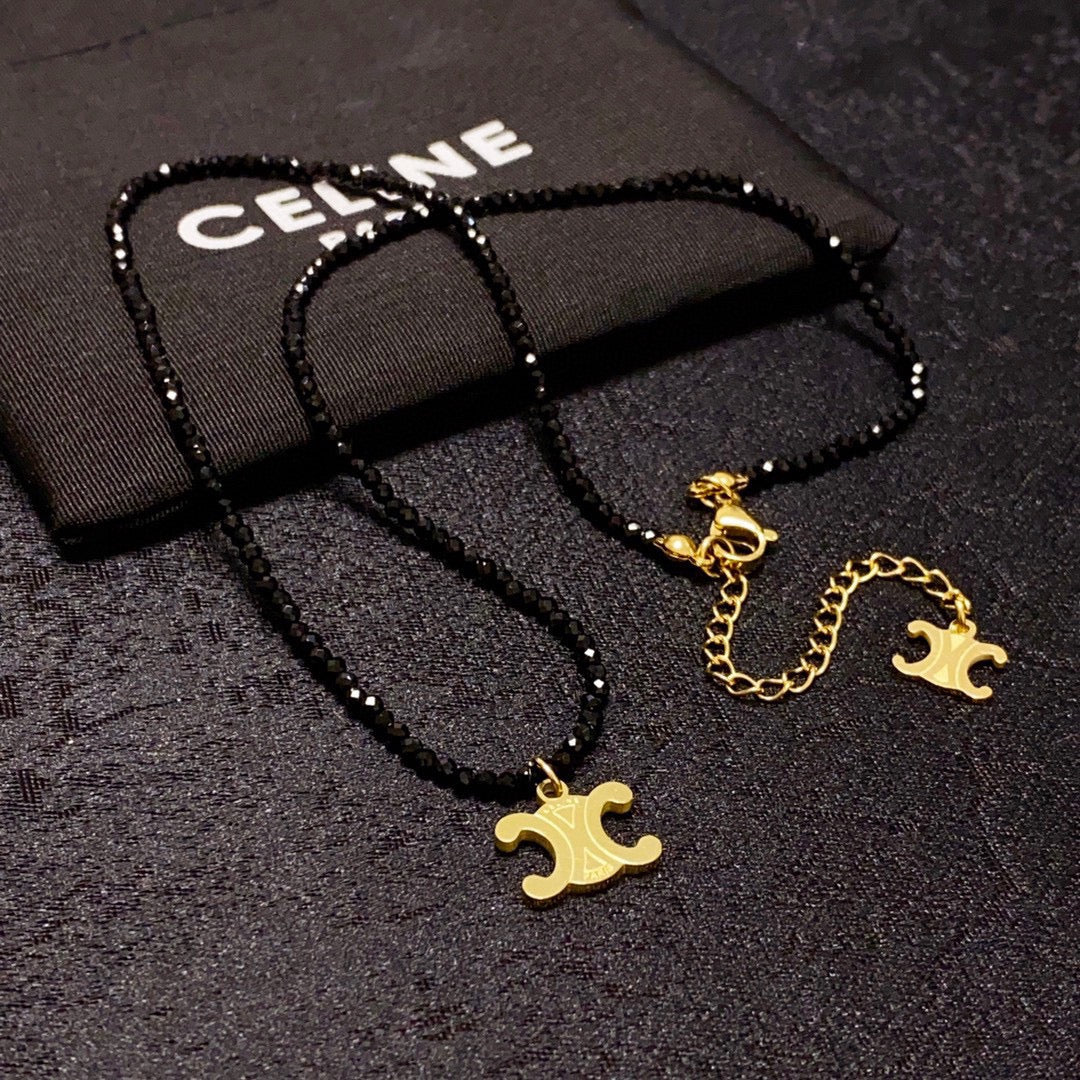 Celine Black Crystal Necklace