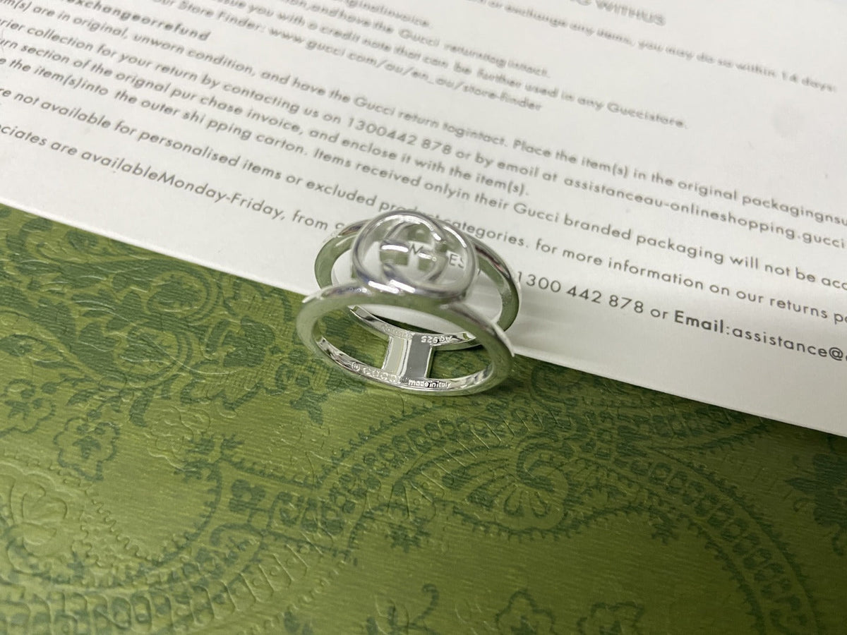 Gucci Double G Interlocking G Wide Open Ring