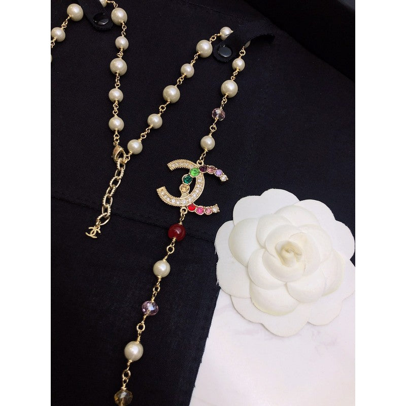 Chanel Color Long Pearl Necklace