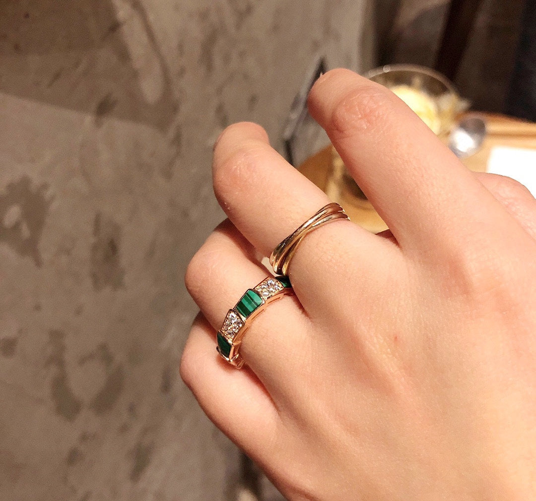 Bvlgari Serpenti Viper Malachite Ring - 18K Rose Gold