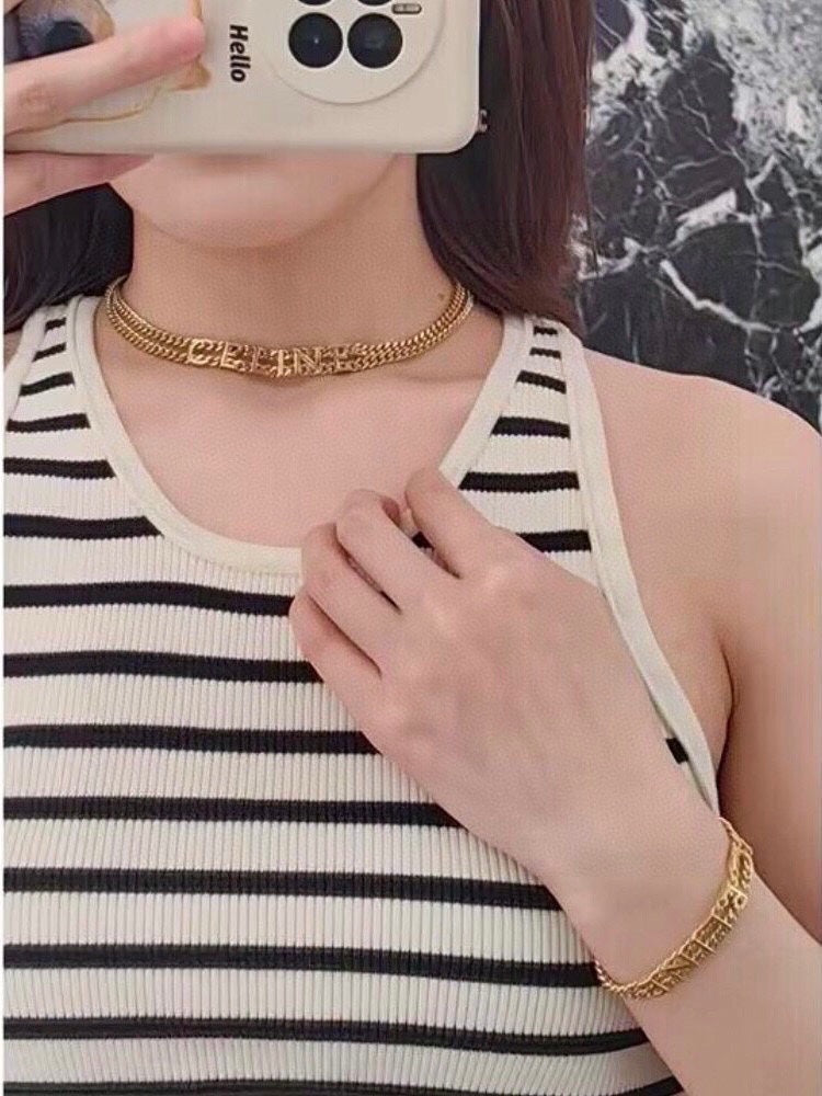Celine Triomphe Script Choker Necklace