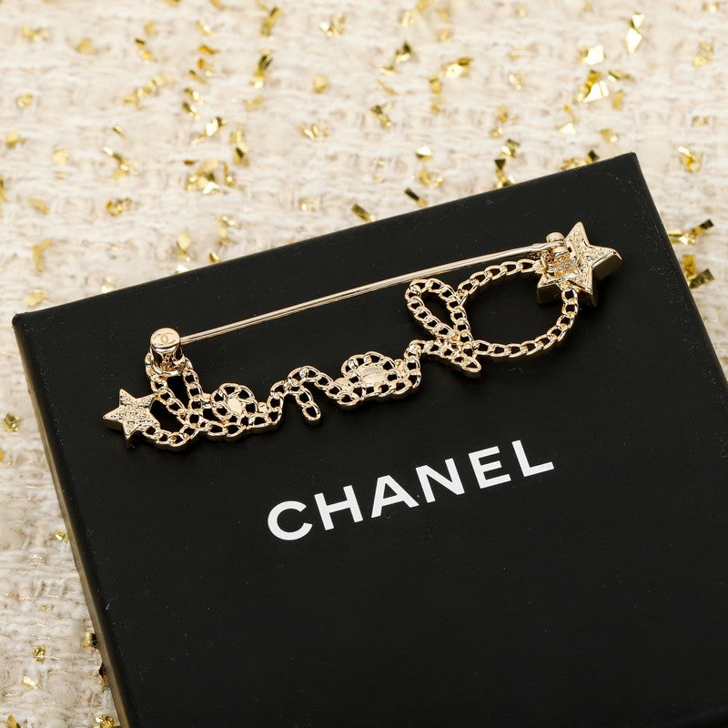 Chanel Leather Gold Brooch