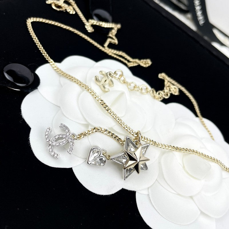 Chanel Heart & Star Crystal Necklace
