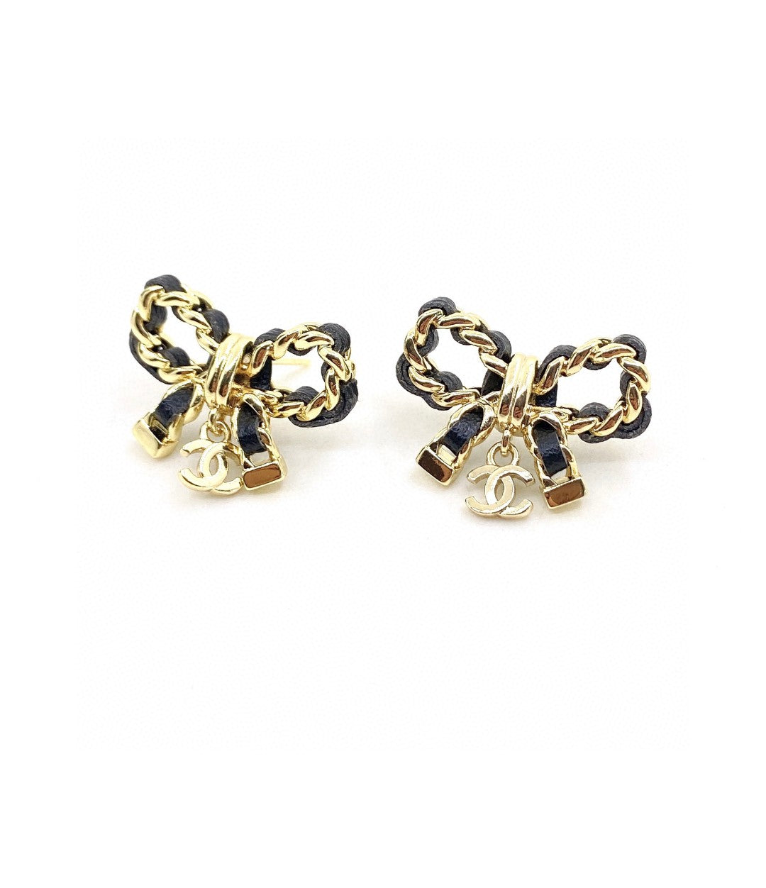 Chanel Bow Tie Strass Earrings - 18K Yellow Gold