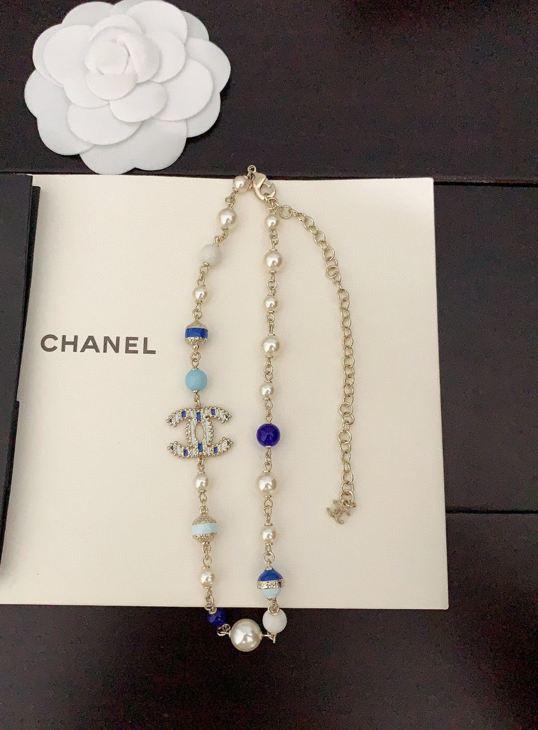 Chanel Blue & White Pearl Necklace