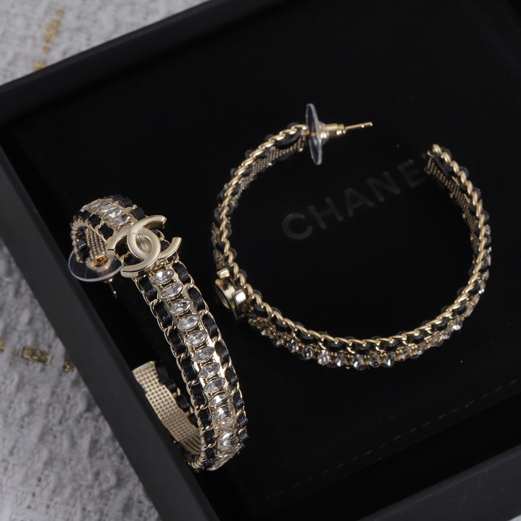 Chanel Leather Chain Earrings - 18K Yellow Gold