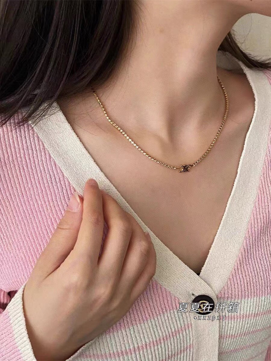 Celine Triomphe Crystal Necklace
