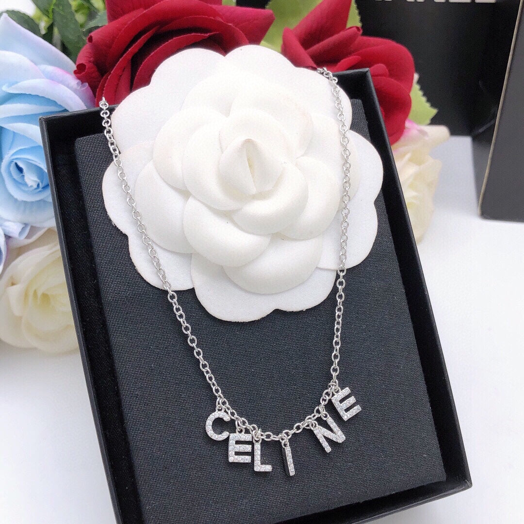 Celine Script Necklace