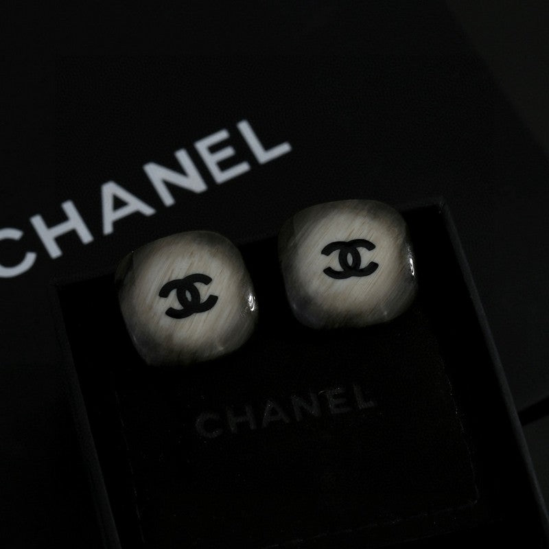 Chanel Black Square Earrings - 18K White Gold