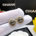 Chanel Black & Gold Round Earrings - 18K Yellow Gold