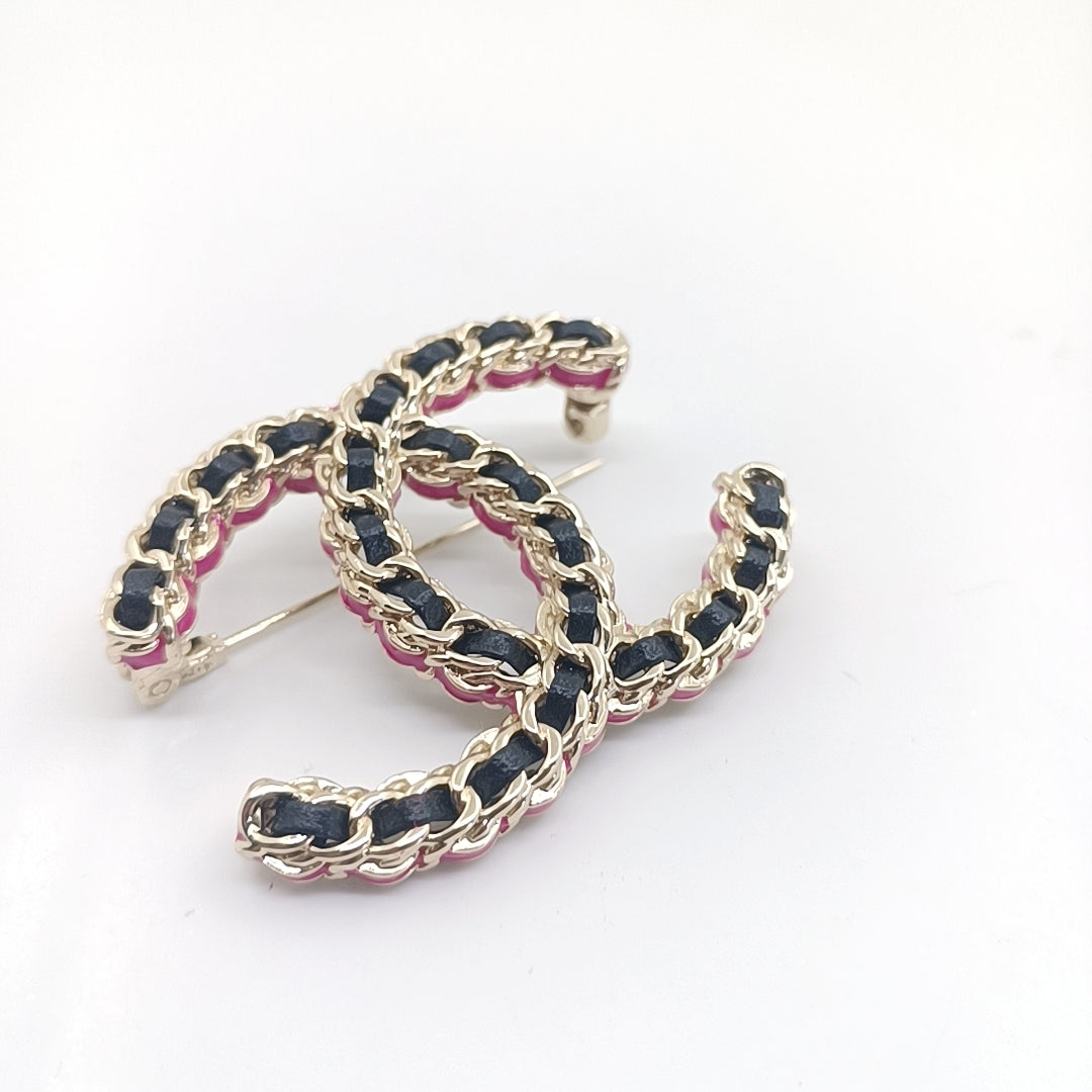 Chanel Leather Pink Brooch