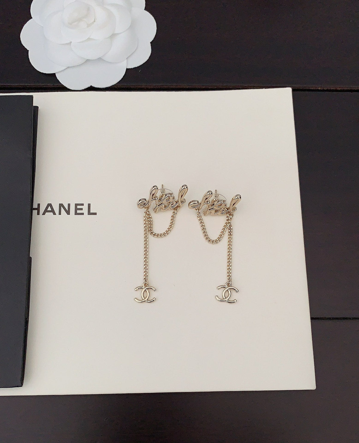 Chanel Letter Earrings - 18K Yellow Gold