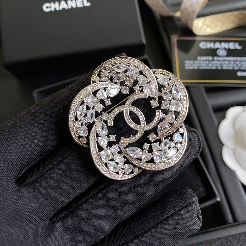 Chanel Camellia Crystal Brooch
