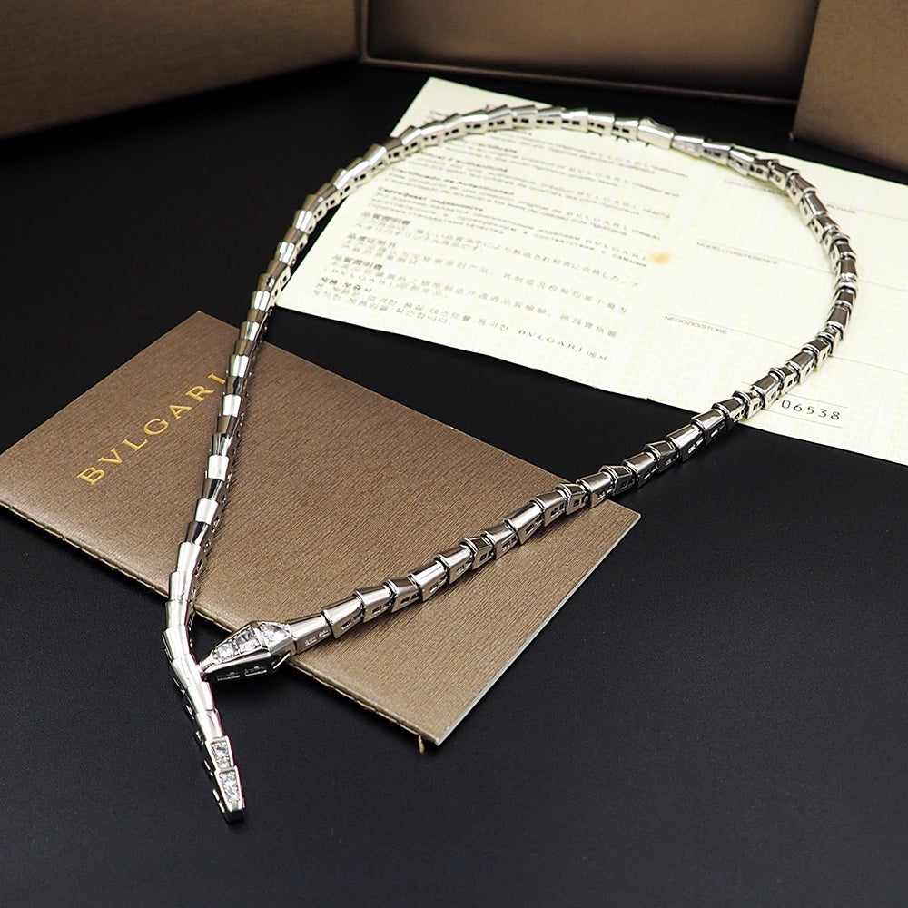 Bvlgari Serpenti Viper Demi-Pave Diamond Necklace - 18K Gold