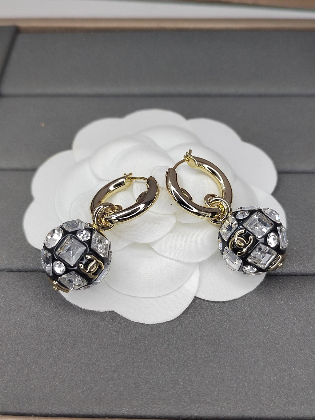 Chanel Ball Crystal Earrings - 18K Yellow Gold