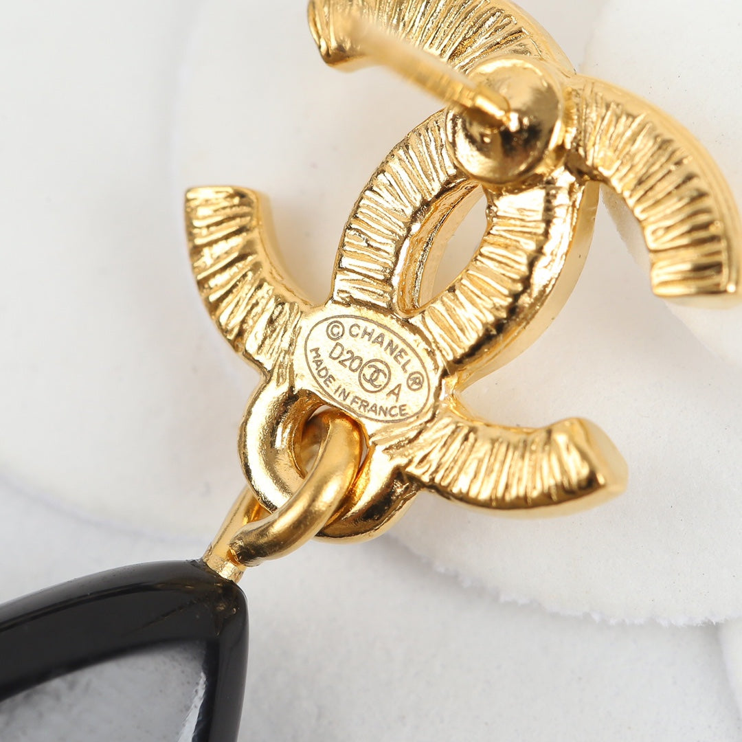 Chanel Camellia Pendant Earrings - 18K Yellow Gold