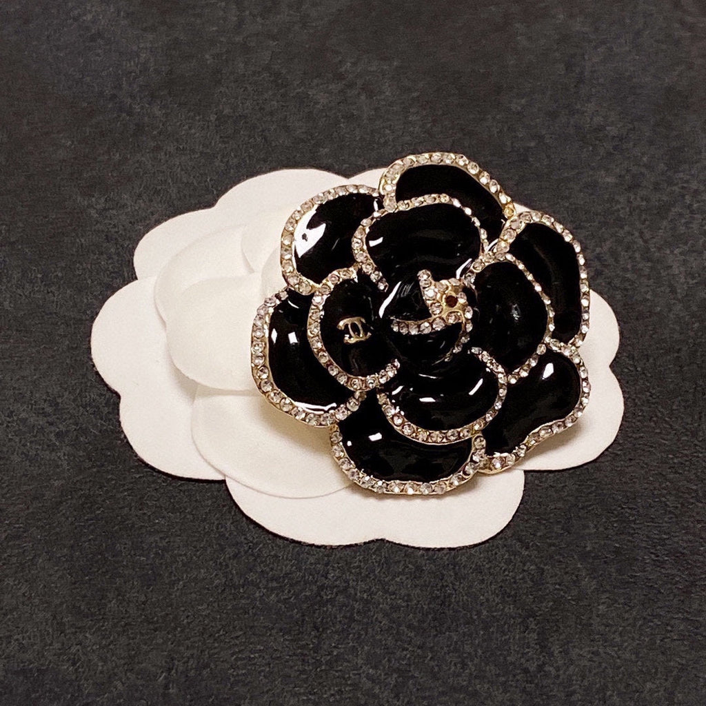 Chanel Black Flower Brooch