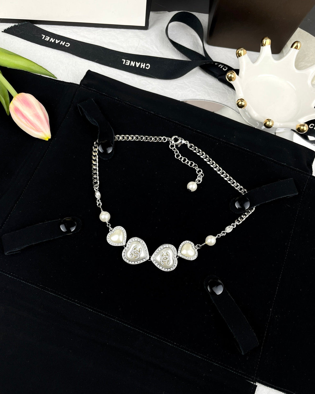 Chanel Heart Crystal Necklace