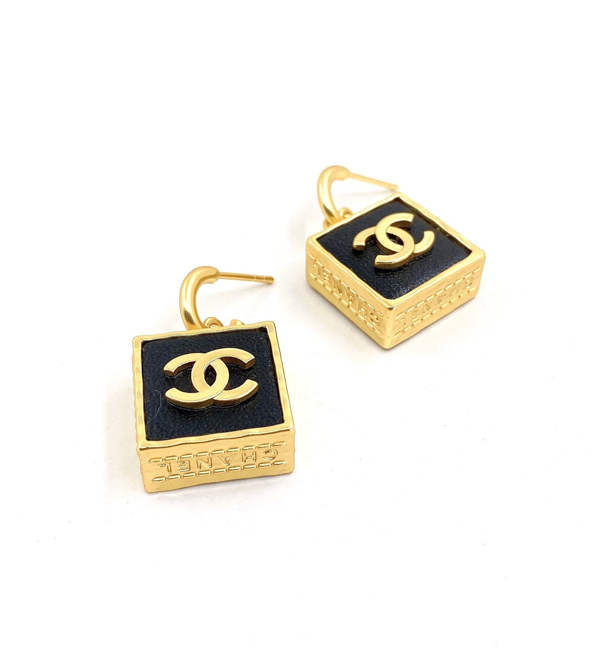 Chanel Black Bag Pendant Earrings - 18K Yellow Gold