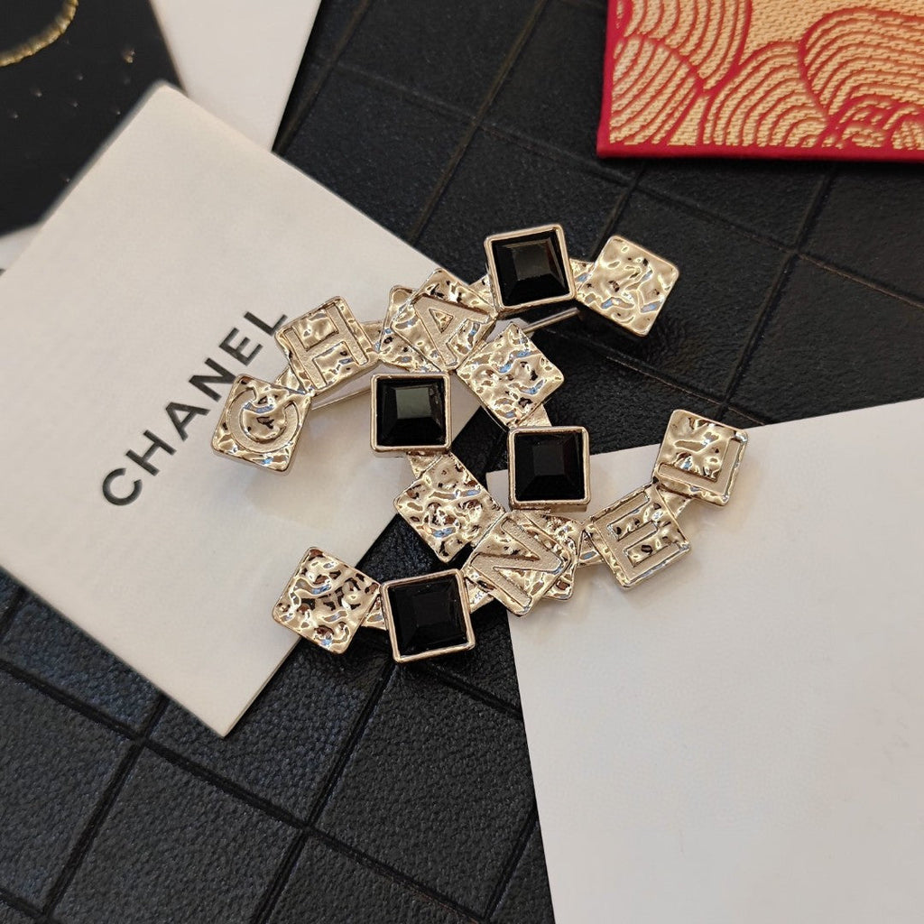 Chanel Black Crystal Brooch