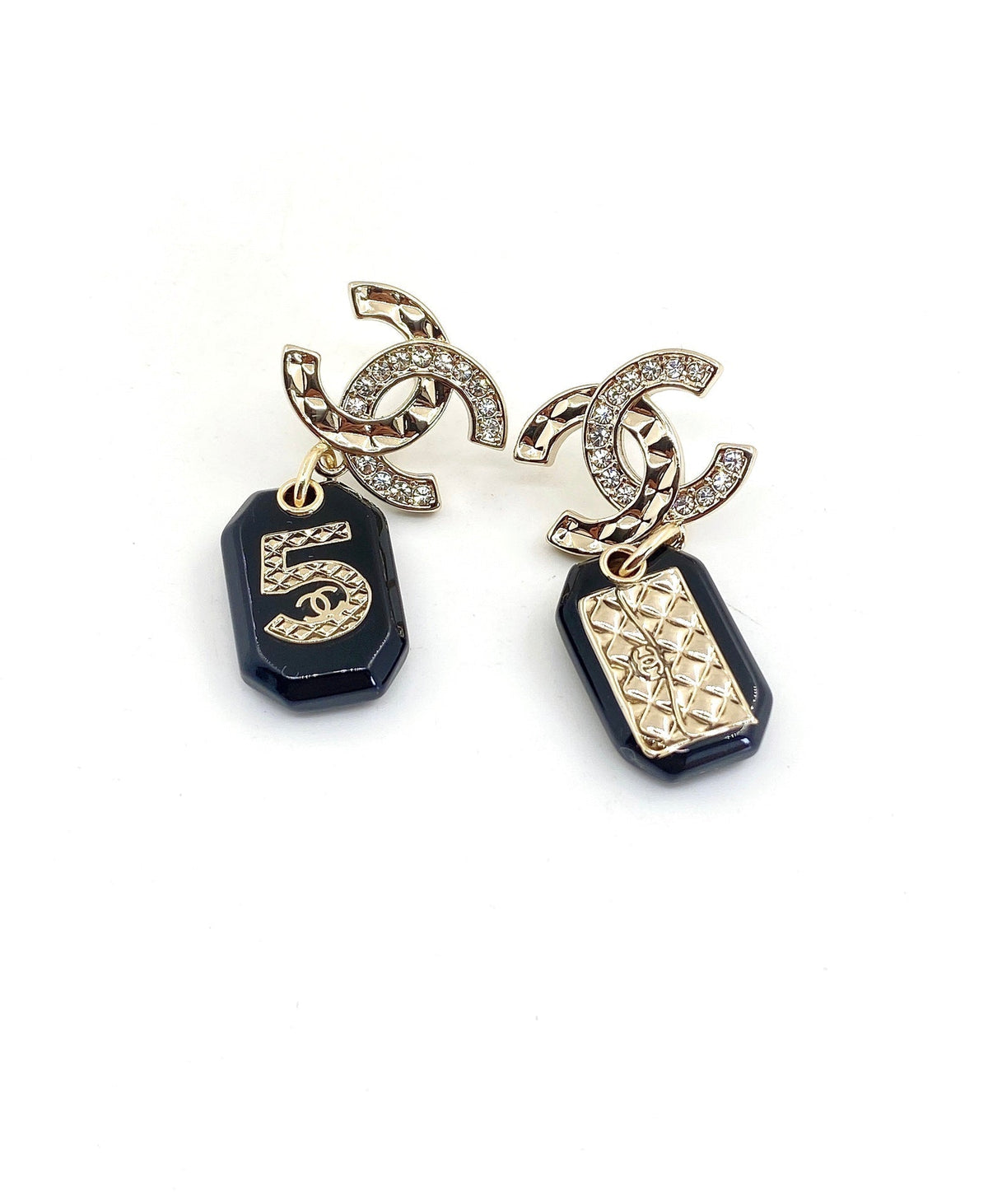 Chanel No.5 Perfume Bottle Earrings - 18K Yellow Gold