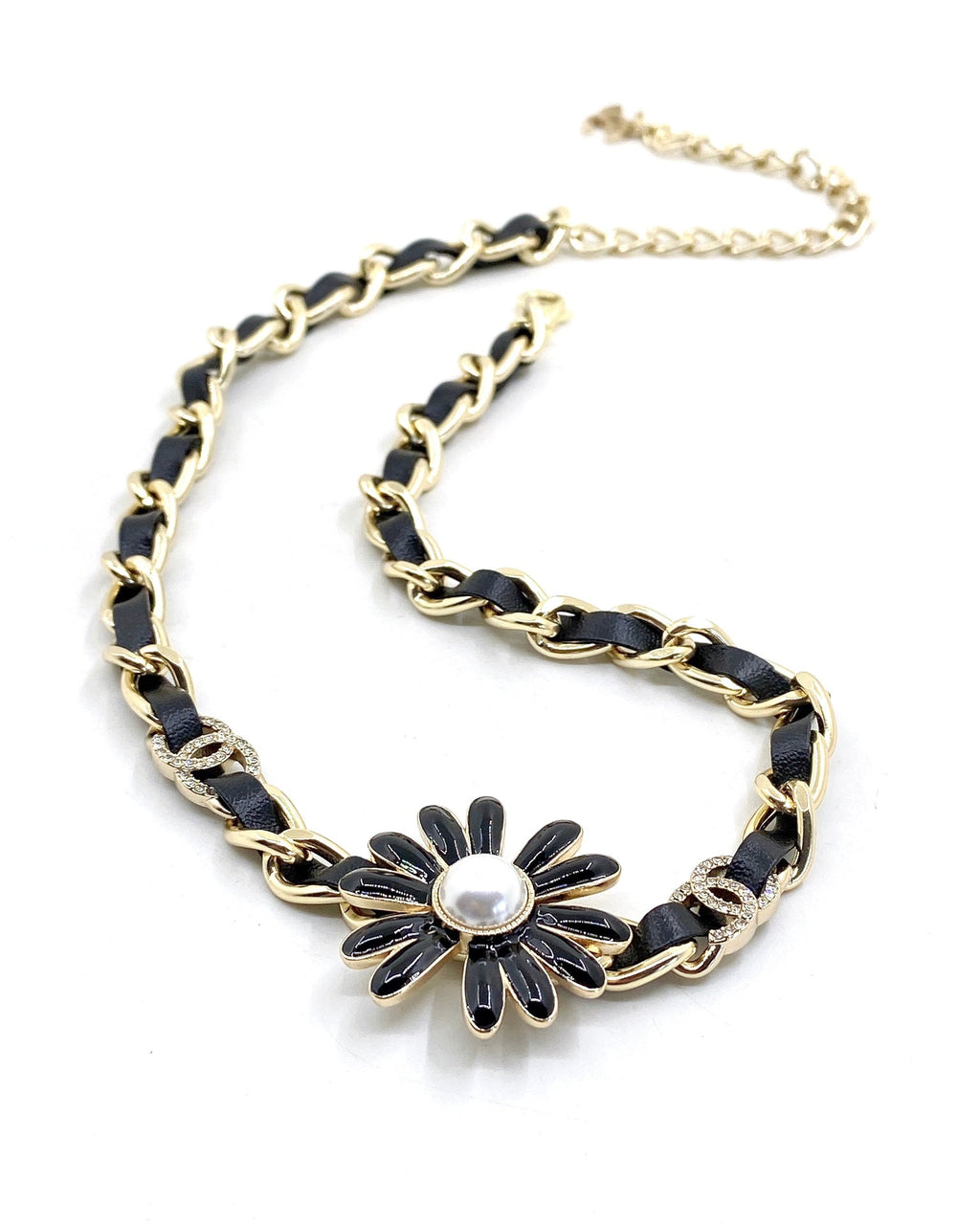 Chanel Flower Leather Choker Necklace
