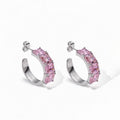 Celine Pink Crystal Earrings - 18K White Gold