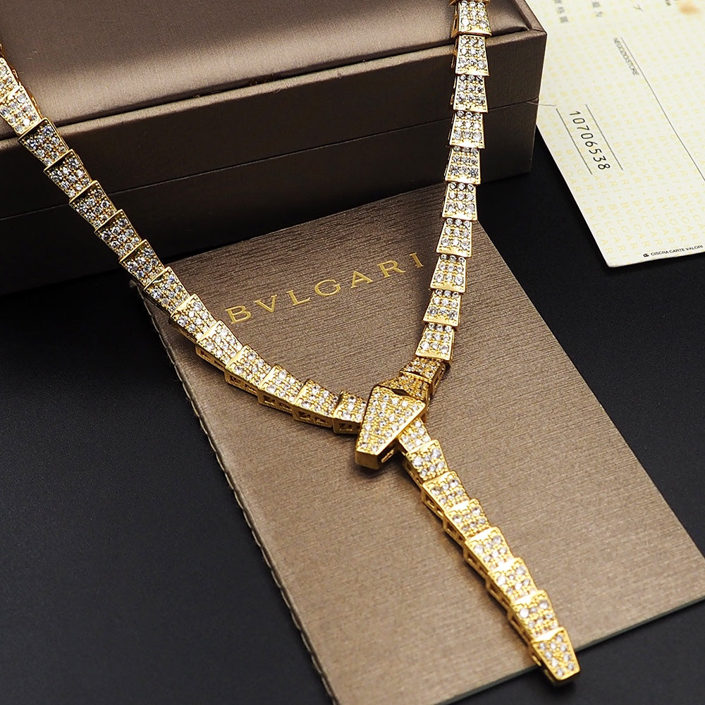 Bvlgari Serpenti Viper Full Pave Diamond Necklace - 18K Gold