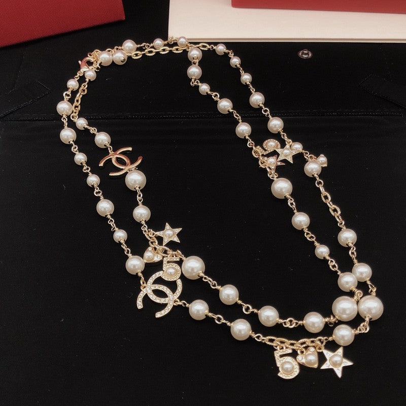 Chanel No.5 Star Long Pearl Necklace
